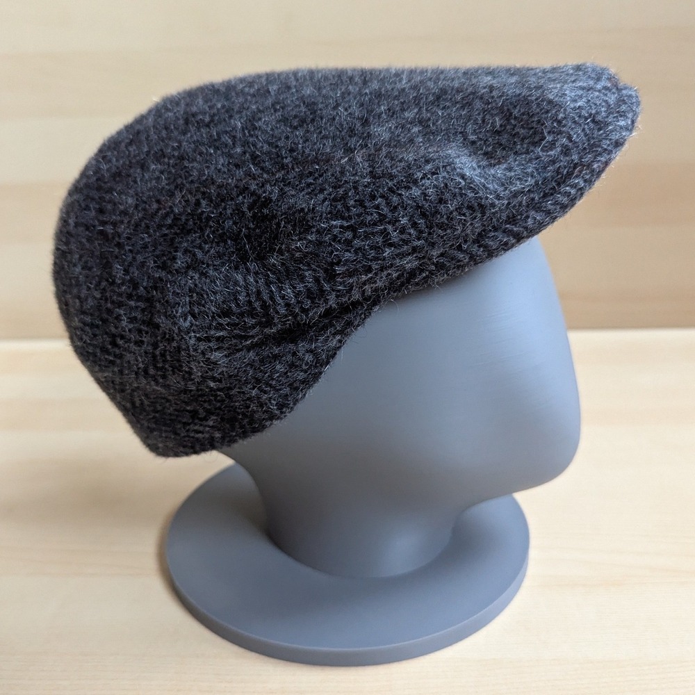 Doria Gruppo Borsalino Flat Cap Charcoal Grey Wool Mohair Ivy Hat Italy 57 7 1/8